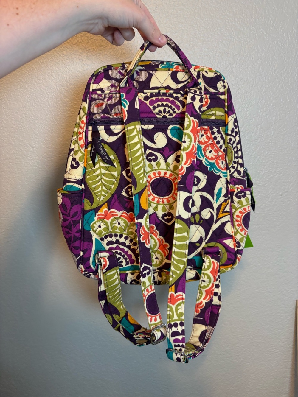 Vera Bradley Backpack Plum Crazy Adjustable Strap School Travel NWT - Picture 8 of 10